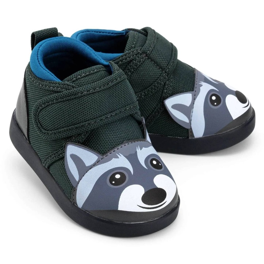 Ikiki Squeakerless Shoes Kids Size 9 Grey Excellent Raccoon Toddler Sneakers